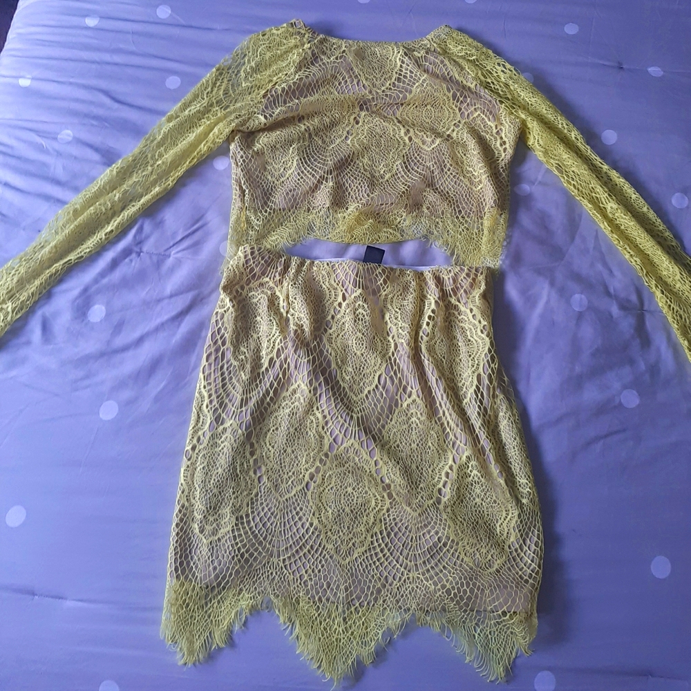 Yellow lace  two piece